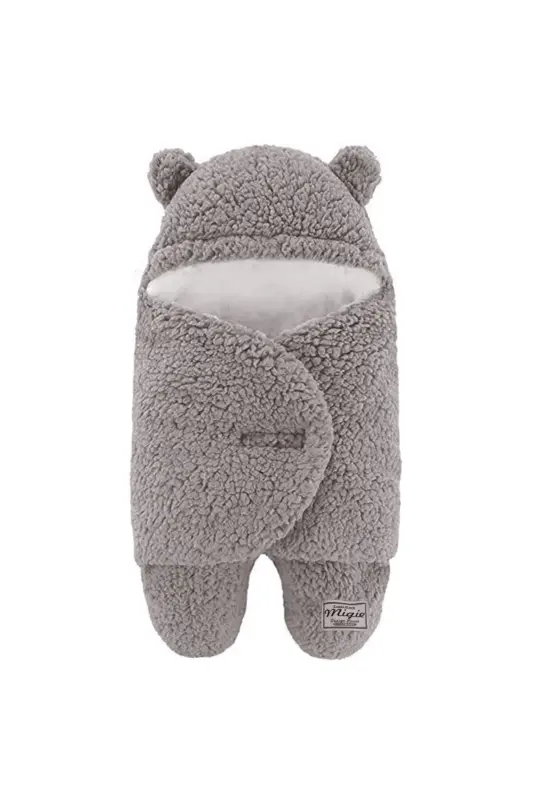 0-4 Months Baby Sleeping Bag with Curly Wellsoft Plush Grey - 3