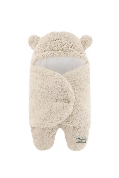 0-4 Months Baby Swaddle Sleepsuit Curly Wellsoft Plush Beige - MIGIE
