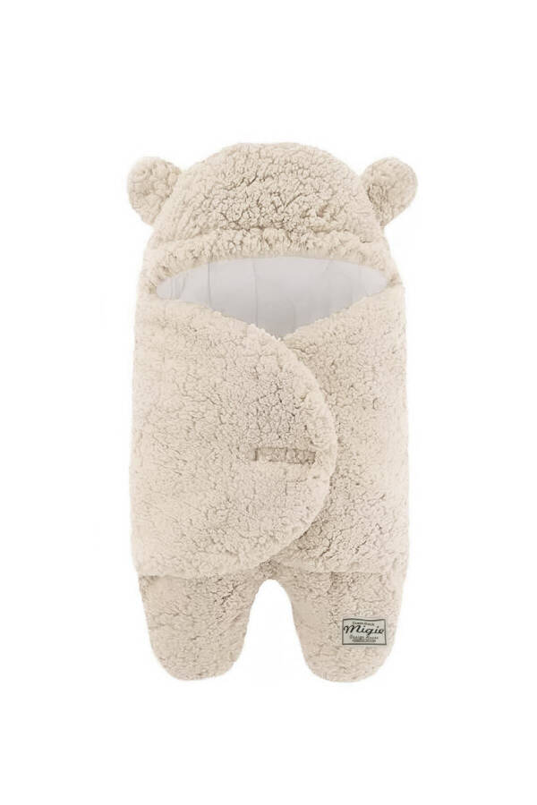 0-4 Months Baby Swaddle Sleepsuit Curly Wellsoft Plush Beige - 1