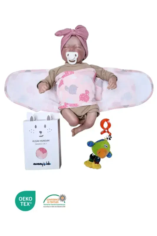 0-4 Months New Season Patterned Colorful 100% Cotton Ready-Made Half Waist Swaddling Belt (OEKO TEX CIF CERTIFIED)-Kitty Mimiş - 6