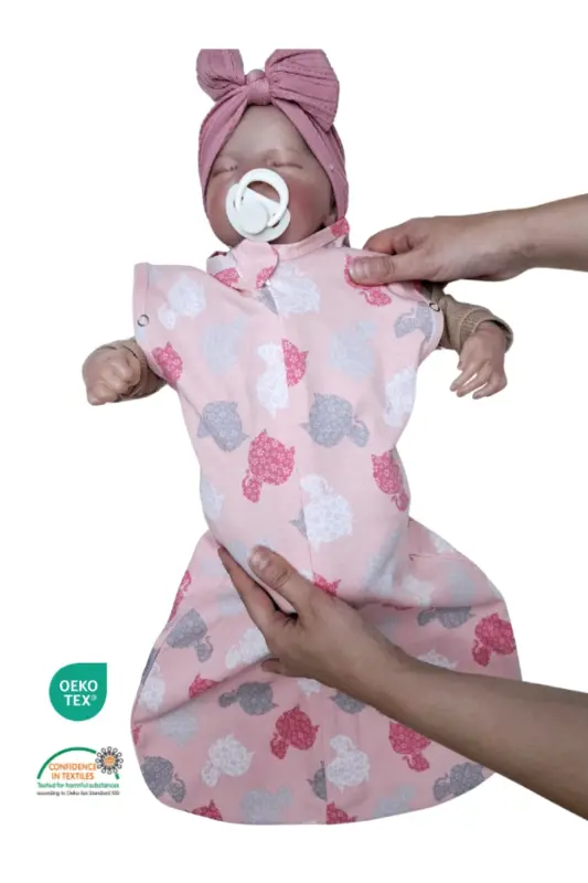 0-4 Months New Season Patterned Colorful Snap Fastener Zippered Romper Swaddle 100% COTTON (OEKO TEX CIF CERTIFIED)-Kitty Mimi - 4