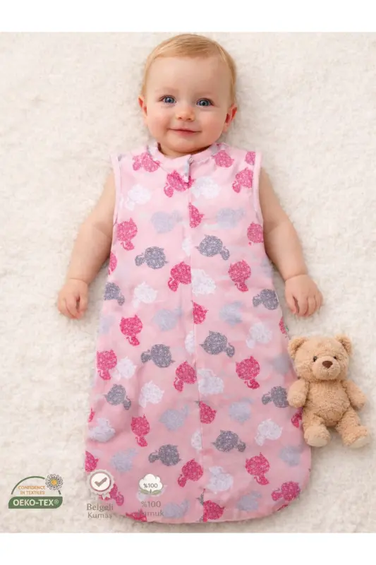 0-4 Months New Season Patterned Colorful Snap Fastener Zippered Romper Swaddle 100% COTTON (OEKO TEX CIF CERTIFIED)-Kitty Mimi - 1