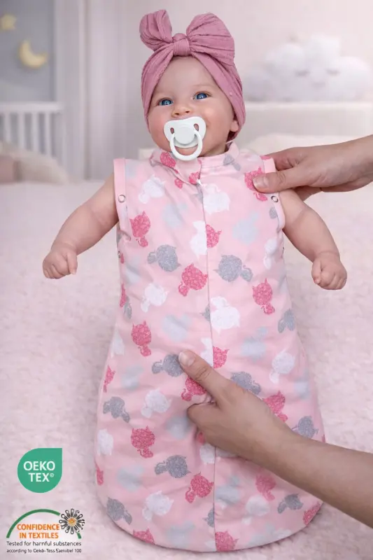 0-4 Months New Season Patterned Colorful Snap Fastener Zippered Romper Swaddle 100% COTTON (OEKO TEX CIF CERTIFIED)-Kitty Mimi - 2