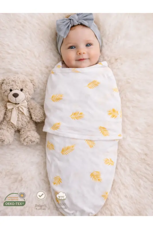 0-4 Months Patterned New Season Cotton Swaddle 100% Cotton - 2