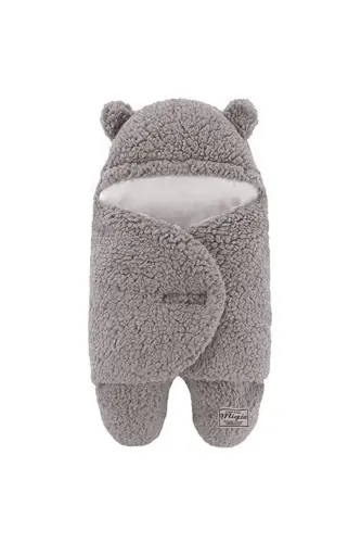 0-4 oylik chaqaloq uchun tashqi kundak uyqu kostyumi kıvırcık Wellsoft plyuş kulrang - 3