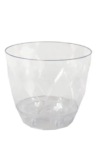 0.65 lt 11,6x10,2 cm. Orkide Saksısı Baklava Desenli Plastik Kristal Yakamoz Orkide Saksı No1-0.65LT - 3