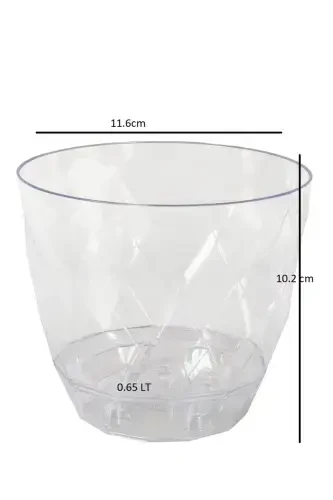 0.65 lt 11,6x10,2 cm. Orkide Saksısı Baklava Desenli Plastik Kristal Yakamoz Orkide Saksı No1-0.65LT - 4