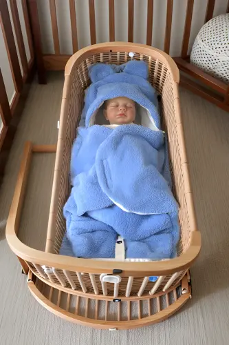 0-9 AY Pamuk Bebek Dış Kundak, Bebek Battaniyesi, Bebek Uyku Tulumu Kış Ayları İçin İdeal İç Kısım-mavi 