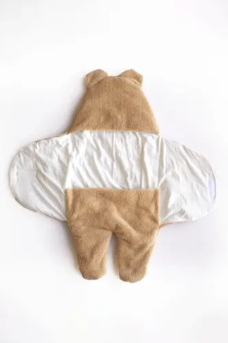 0-9 MONTHS Cotton Baby Swaddle, Baby Blanket, Baby Sleeping Bag Ideal for Winter Months Inner Part-brown - EKOZMONOT BEBEK TULUMLARI (1)