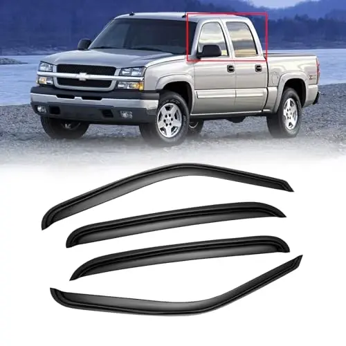 01-07 Chevy Silverado/GMC Sierra için Cam Rüzgarlığı, 00-06 Chevy Suburban/GMC Yukon XL için Yağmur Koruma Havalandırma Deflektörü Gölge Duman, 02-06 Cadillac Escalade/Chevy Avalanche Mürettebat Kabini İçin, 4 Adet - 1