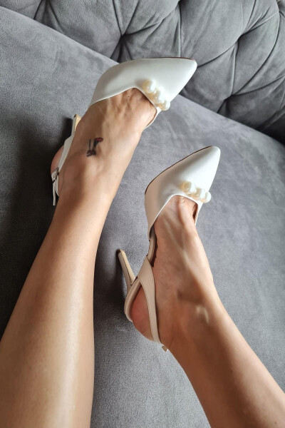015 3 Yuqori to'piqli ayollar uchun marvaridli stiletto to'y liboslari poyabzali - TOPUKLA FOOTWEAR