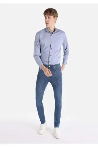 035 Ryan Super Slim Fit High Waist Skinny Leg Dark Blue Men's Pants - 1