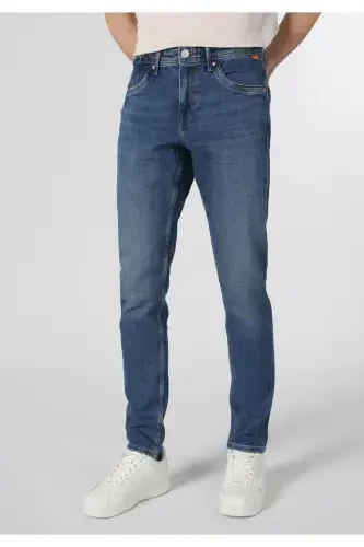 Slim Fit Düşük Bel Dar Paça Erkek İndigo Jean Pantolon - 4