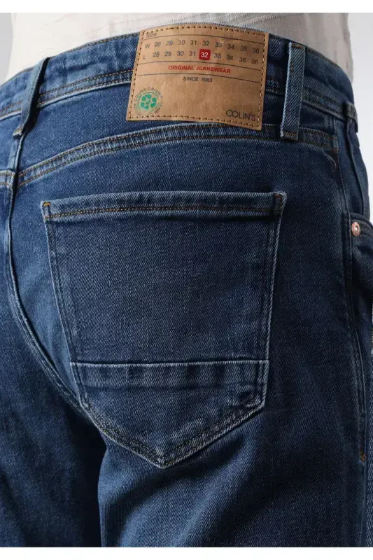 Slim Fit Düşük Bel Dar Paça Erkek İndigo Jean Pantolon - 7