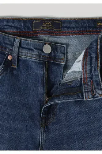 Slim Fit Düşük Bel Dar Paça Erkek İndigo Jean Pantolon - 8