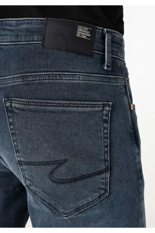Slim Fit Düşük Bel Dar Paça Erkek Koyu İndigo Jean Pantolon - 6