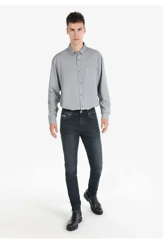 041 Danny Slim Fit Low Rise Straight Leg Dark Blue Men's Pants - 3