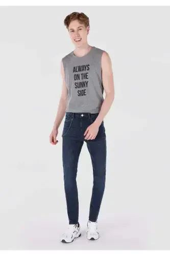 041 Danny Slim Fit Low Waist Straight Leg Dark Blue Men's Pants - 3