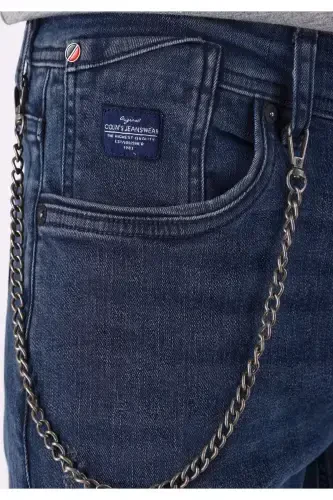 041 Danny Slim Fit Low Waist Straight Leg Dark Blue Men's Pants - 4