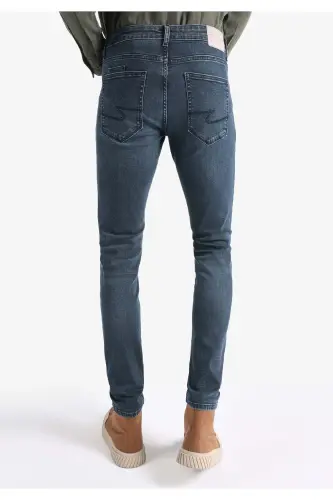 041 Danny Slim Fit Low Waist Straight Leg Dark Blue Men's Trousers - 1