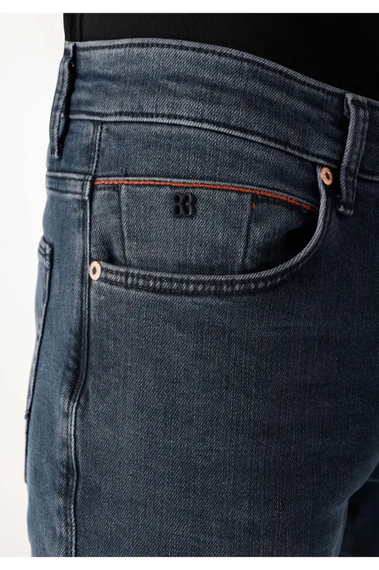 041 Danny Slim Fit Low Waist Straight Leg Dark Blue Men's Trousers - 5