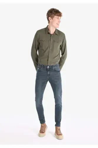 041 Danny Slim Fit Pastki Bel To'g'ri Oyoqli Qorong'i Ko'k Erkaklar Shimini - COLIN’S (1)