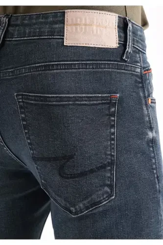 041 Danny Slim Fit Pastki Bel To'g'ri Oyoqli Qorong'i Ko'k Erkaklar Shimini - 5