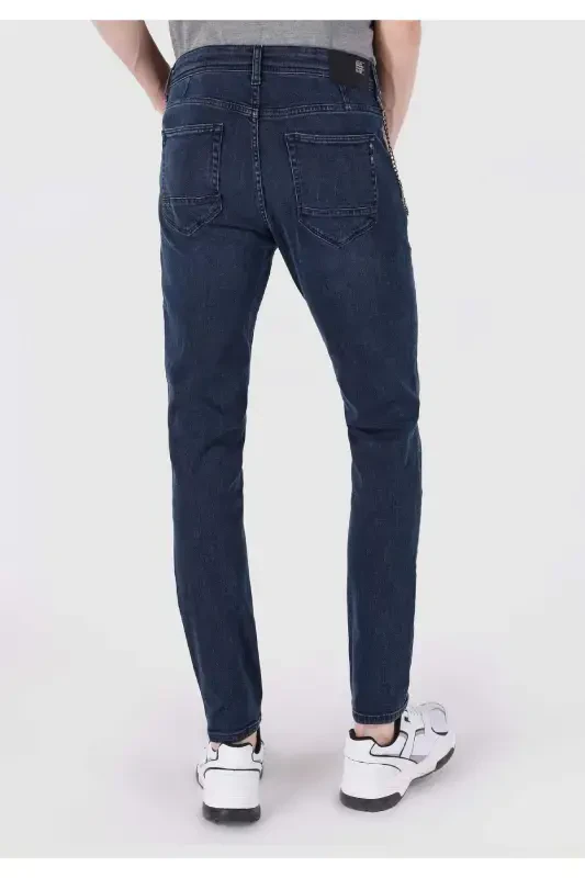 041 Danny Slim Fit Pastki Bel To'g'ri Oyoqli Qorong'i Ko'k Erkaklar Shimini - 2