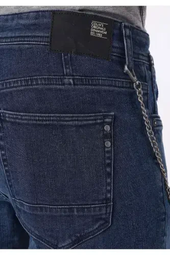 041 Danny Slim Fit Pastki Bel To'g'ri Oyoqli Qorong'i Ko'k Erkaklar Shimini - 5