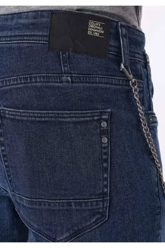 041 Danny Slim Fit Pastki Bel To'g'ri Oyoqli Qorong'i Ko'k Erkaklar Shimini - 5