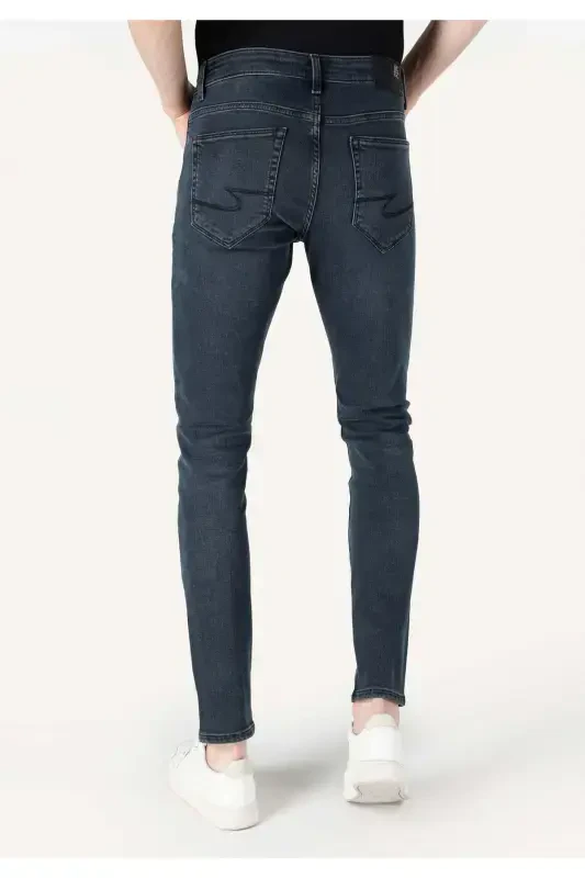 041 Danny Slim Fit Pastki Bel To'g'ri Oyoqli To'q Movi Erkaklar Shimlari - 2