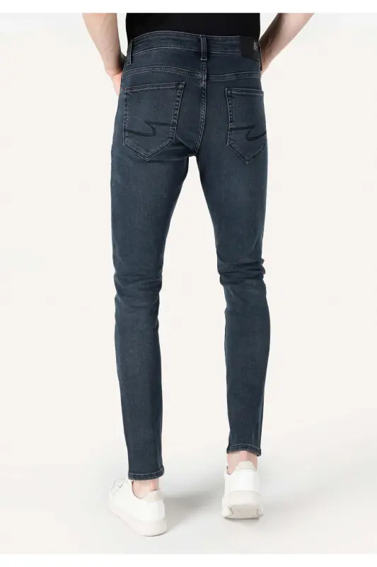 041 Danny Slim Fit Pastki Bel To'g'ri Oyoqli To'q Movi Erkaklar Shimlari - 2