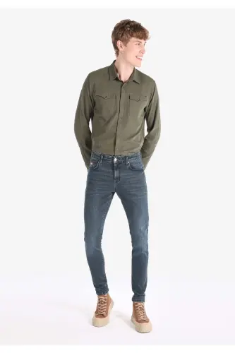041 Мужские брюки Danny Slim Fit с низкой посадкой, прямые, темно-синие - COLIN'S (1)