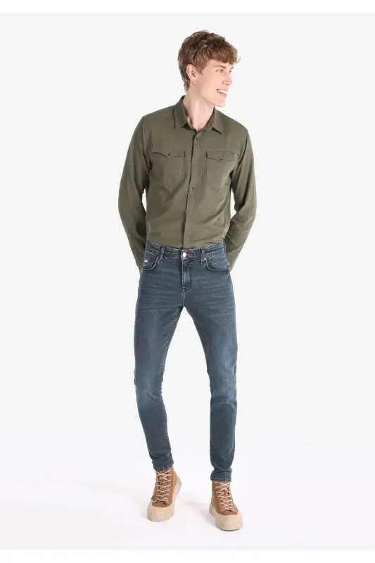 041 Мужские брюки Danny Slim Fit с низкой посадкой, прямые, темно-синие - 2