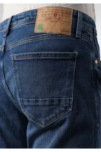 041 Мужские брюки Danny Slim Fit с низкой посадкой, зауженные к низу, синие - 7