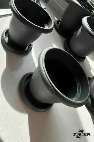 0.6 Liter Anthracite Gray Saucered Matte Plastic Small Round Pot Villa No1 Ø12.5x10.2cm-0.6L - 4