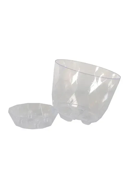 0.65 lt 11,6x10,2 cm. Orkide Saksısı Baklava Desenli Plastik Kristal Yakamoz Orkide Saksı No1-0.65LT - 5