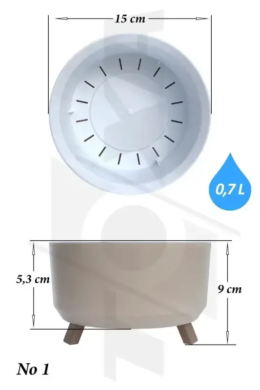 0.7 Litre 15cm Orbita Saksı Ayaklı Dellikli Süzgeçli Plastik Sukulent Menekşe Aranjman Saksısı-No1 BEJ - 2