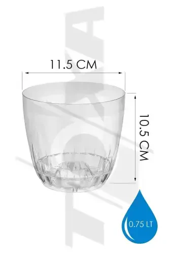 0,7 lt ромашка орхидеяси гулдончаси тарелкали шаффоф пластик гулдон Ø11,5x11cm-0.7L - 2