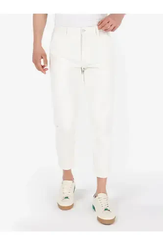 079 Aster relaxed fit, high waist straight leg, natural men's trousers. - 4