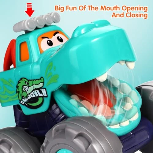 Toy Cars for 1 2 3 Year Old 3 Pack Monster Truck Toys Crocodile Bull Leopard Pull Back Car Big Wheel Animal Toy Trucks for Toddler 1-3 Baby Toys 12 18 Months Boy Girl Toddler Toy for 1 Year Old Gift - Toy (1)