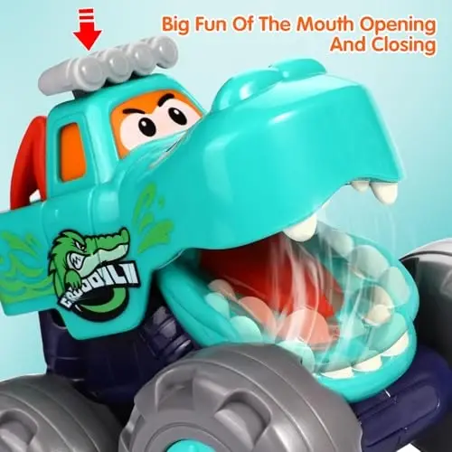 Toy Cars for 1 2 3 Year Old 3 Pack Monster Truck Toys Crocodile Bull Leopard Pull Back Car Big Wheel Animal Toy Trucks for Toddler 1-3 Baby Toys 12 18 Months Boy Girl Toddler Toy for 1 Year Old Gift - 5