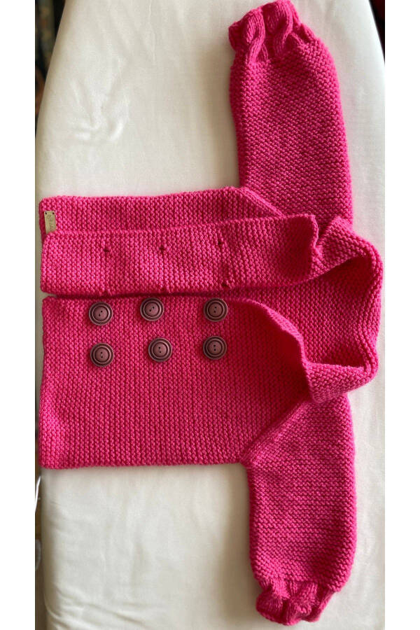 1-2 YEARS OLD GIRL BABY HAND MADE (HAND-KNITTED) CARDIGAN -BABY WOOL - 4