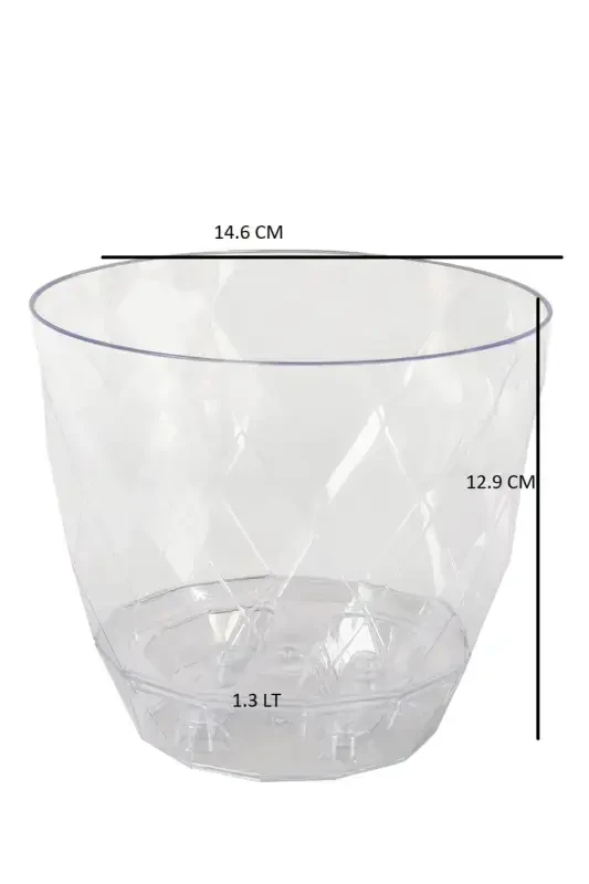 1. 3 Litr 14,6x12,9sm Orkide Guldoni Baklava Naqshli Plastik Kristalli Yakamoz Orkide Guldoni No2-1.3 LT - 4