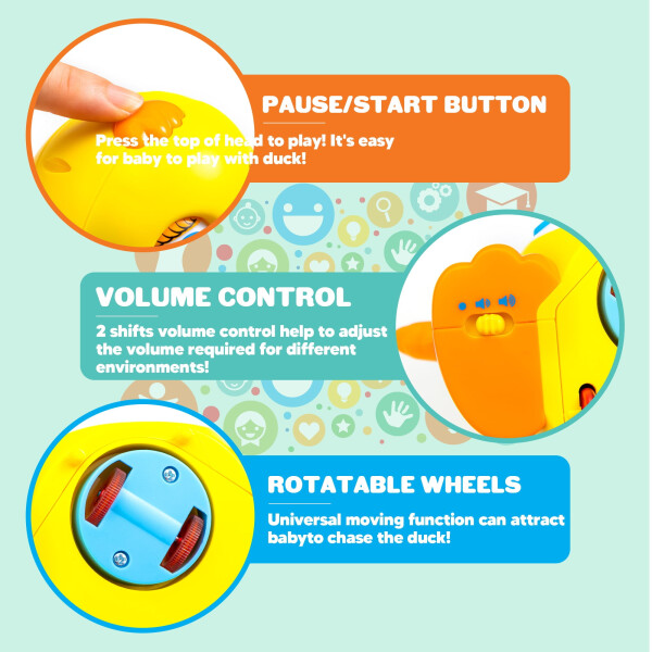 1-3 yaş arası bebekler için SYNCFUN Müzikli Oyuncaklar, Müzikli ve Işıklı Yürüyen Dans Eden Ördek Oyuncak, Bebek Çocuklar için Öğrenme Oyuncağı - 6