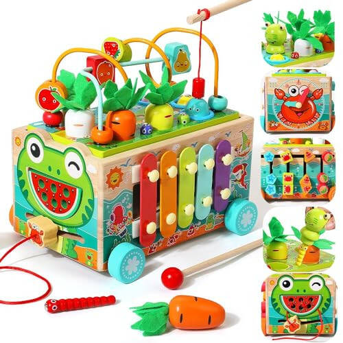 JAUNTY Toddler Wooden Montessori Toy for 1 2 3 Year Old Toys, Educational Stem Toy for Baby Boys Girls 18 Months+, Preschool Learning Fine Motor Skill First 1st Birthday Gifts for Kids Girl Boy 1-3 - 1