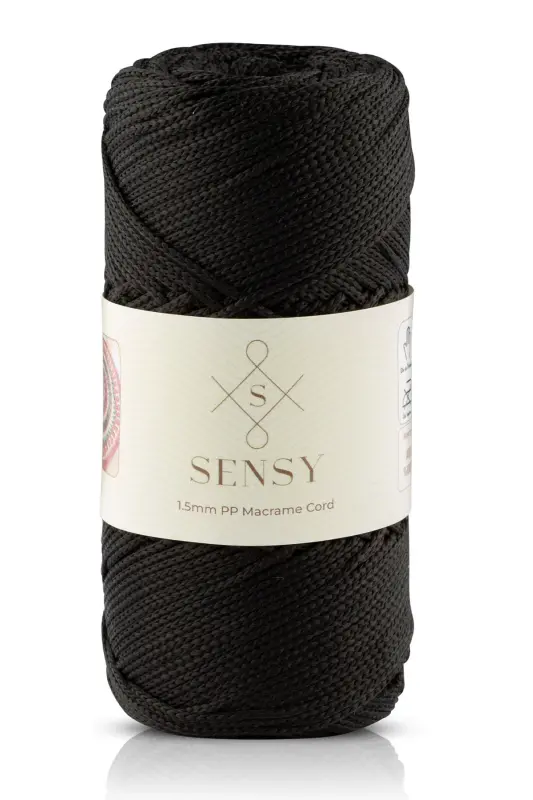 1. 5 Mm - 100 gr Polyester Macrame Yarn Black 150 M Polyester Macrame Yarn Placemat Yarn and Bag Yarn-Black - SENSY