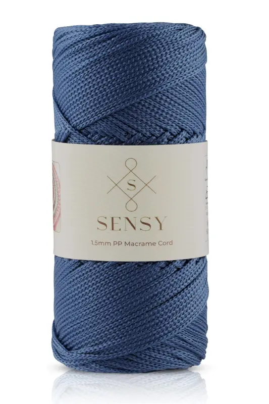 1. 5 Mm - 100 gr Polyester Macrame Yarn Denim Blue 150 M Polyester Macrame Yarn Placemat Yarn and Bag Yarn - Denim Blue - 1