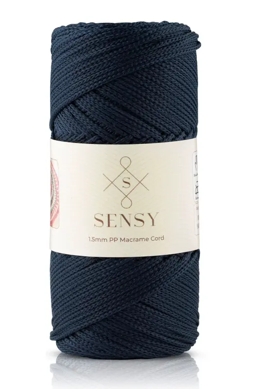 1. 5 Mm - 100 gr Polyester Macrame Yarn Navy Blue 150 M Polyester Macrame Yarn Placemat Yarn And Bag Yarn-Navy Blue - SENSY