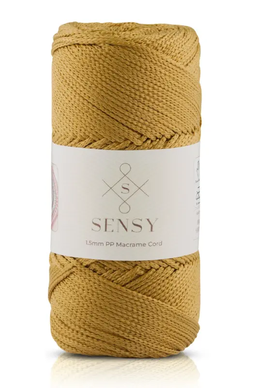 1. 5 Mm - 100 gr Polyester Makrame Ipi Hardal 150 M Polyester Makrame Ip Supla Ip Ve Çanta Ipliği-Hardal - SENSY